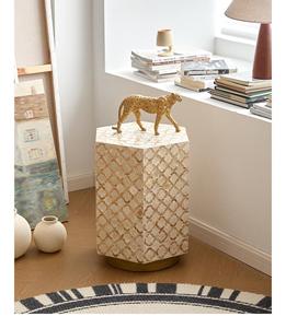 Mesa con Incrustaciones de Hueso de ILAHI, Diseño Moderno con Detalles de Ágata, Almacenamiento Portátil, Muebles para el Hogar - Product Image 1