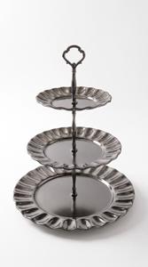 Plateau de service festonné à 3 niveaux en acier inoxydable de qualité supérieure, support à gâteau ondulé, plateau de présentation pour cupcakes et desserts pour événements de mariage - Product Image 5