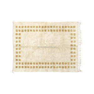 Tapis marocain Boho Beni Ourain Tapis unique en laine et coton noué à la main Albertina Jacquard Design en noir beige - Product Image 5