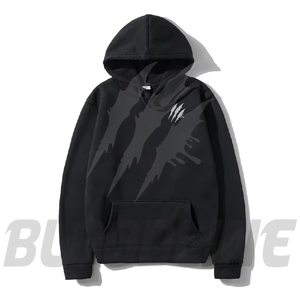 Sudadera con capucha negra para hombre con bolsillo frontal y diseño de sublimación, corte regular, estilo casual para otoño. - Product Image 1