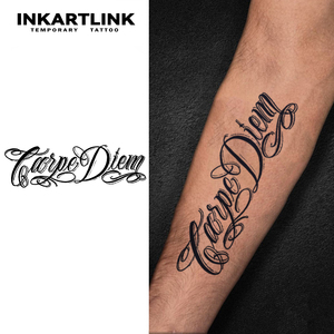 สติกเกอร์สักลาย INKARTLINK Carpe Diem ลายตัว<span class=keywords><strong>อักษร</strong></span>ชิคาโน่ คำคม สมุนไพร ติดทนนาน 15 วัน <span class=keywords><strong>สัก</strong></span>ลายกึ่งถาวรสำหรับแขน ขายส่ง - Product Image 2