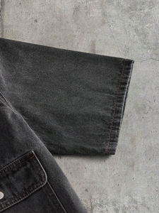Camisa de mezclilla negra para hombre con botones de rana, lavada, de manga corta, corte cropped y holgado, estilo streetwear oriental Kung Fu, con bolsillo con solapa - Product Image 6