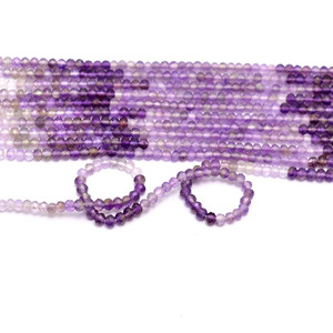 Cuentas redondas facetadas micro de amatista AAA+ de 4 mm, amatista natural multicolor, piedra semipreciosa, cuentas cortadas a mano para la fabricación de joyería. - Product Image 1