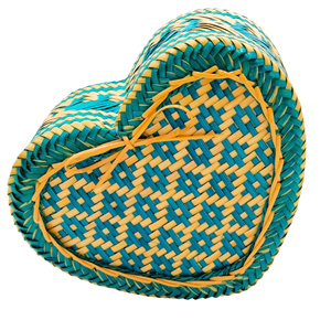 Heart-shaped woven <b>tray</b> <b>basket</b> Seagrass decor - Product Image 1