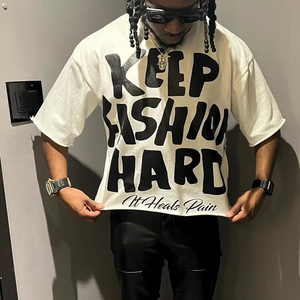เสื้อยืดโอเวอร์ไซส์ทรงบ็อกซี่แบบสั่งทำพิเศษสำหรับผู้ชาย แขนกุด ไหล่ตก ผ้าฝ้าย 100% ขอบดิบ ไม่หดตัว - Product Image 1