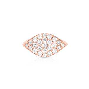 14K Solid Gold Round Lab Grown Diamond Pinky Ring Pave Set Marquise Shape Cluster Statement Signet Bands Factory Price Wholesale - Product Image 3