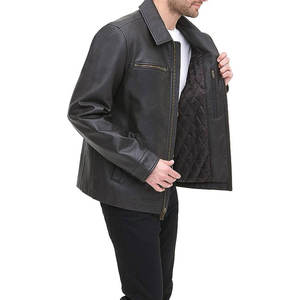 Men Sheepskin Leather Winter Jacket Faux Fur <b>Lined</b> Casual Outdoor Fashion <b>Coat</b> Stylish OEM Custom Design Made in Pakistan - Product Image 6