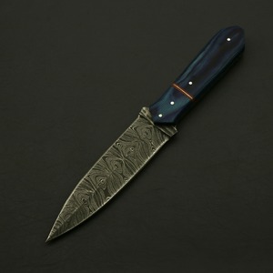Couteau à pointe de lance en acier de Damas, manche en bois, lame de cuisine à biseau, lame fixe faite à la main - Product Image 2