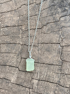 สร้อยคอ Prehnite ดิบ925เงินสเตอร์ลิงสีทองสร้อยคอคริสตัลขัดเครื่องประดับจี้หินสีเขียวทำด้วยมือ - Product Image 3