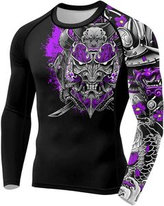 Custom Design Men's Long Sleeve Rashguard BJJ Compression Wear 100% Polyester Premium Quality OEM Service <b>Heat</b>-Transfer Printed - Product Image 2
