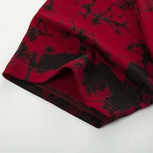 Red Longline T-<b>Shirt</b> With Black Abstract Print Short Sleeve O-Neck Street Style Regular Fit 100% Cotton Jersey - Product Image 3