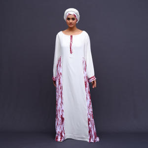 Kaftan en rayonne à imprimés numériques artistiques, longueur ras du sol, coupe droite, en tissu léger et respirant, pour un style modeste pour l'Aïd et le Ramadan - Product Image 1