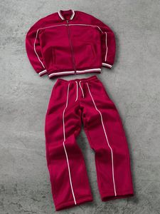 Conjunto de Sudadera con Capucha y Pantalones Deportivos, Cierre con Cordón, Estilo Deportivo Primaveral, Unisex, Negro, Blanco, Rojo, para Correr - Product Image 2