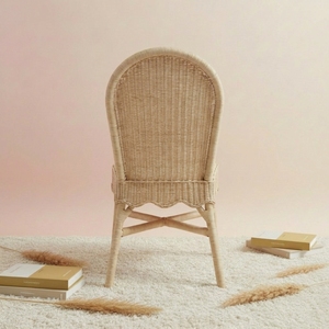 Chaise de salle à manger en rotin naturel tressé à la main, écologique, rustique, vintage, pour restaurant, café, terrasse, sans accoudoirs - Product Image 3