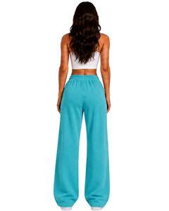 Pantalones Deportivos Anchos de Cintura Alta para Mujer, Color Azul Cielo, Estilo Casual para Uso Diario, Personalizados por el Fabricante - Product Image 2