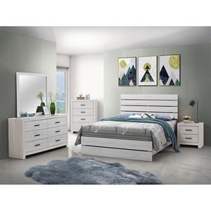 Letto Queen Size con Testiera a Doghe in Legno Massello Bianco Costiero, Mobili in Legno Massello - Product Image 6