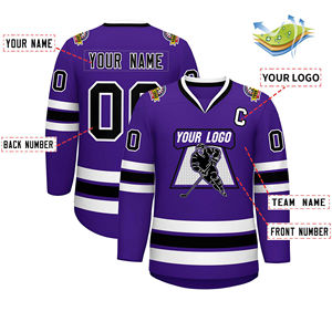 Custom <b>Purple</b> Ice Hockey Jersey V-Neck Full Sleeve Sublimated Moisture Wicking Adult Unisex Team Apparel - Product Image 2