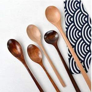 Wooden Spoon Set Long Handle Wooden Spoons and Fork for Cooking Soup Honey Coffee Dining - Product Image 5