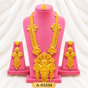 Conjunto de Joyería de Aleación Chapada en Oro de 24K con Diseño Floral, Collar y Aretes, Estilo Étnico para Mujer, A-63333 - Product Image 2