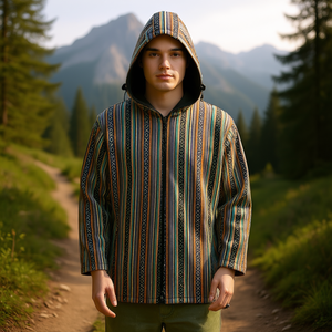 Veste à capuche 100% coton pour adultes, respirante, style national - Product Image 3