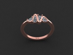 Anillo de Mujer Premium en Oro Rosa, Blanco y Plateado con Moissanita de 1 CTS, Corte Trillón y Cónico, Piedra de Color CVD, Certificado EGL VVS2 - Product Image 1