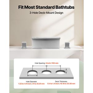 Roman Tub Faucet 3-Hole Waterfall Bathtub Faucet Deck Mount <b>Bath</b> Tub Faucets <b>Set</b> with 2 Handles <b>Shower</b> <b>Set</b> for <b>Bath</b> Tubs - Product Image 3