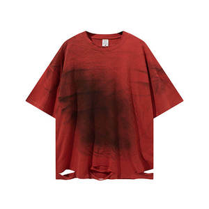 T-shirt tendance personnalisé effet usé délavé, coupe oversize, 100% coton, matière de qualité supérieure, pour un look décontracté ou streetwear, unisexe. - Product Image 6