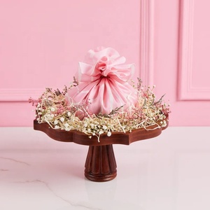 Premium Mango Wood Cake Stand <b>Set</b> Elegant Carved Design Rich Finish Durable Pedestal Display Perfect for Cakes and Decor - Product Image 2