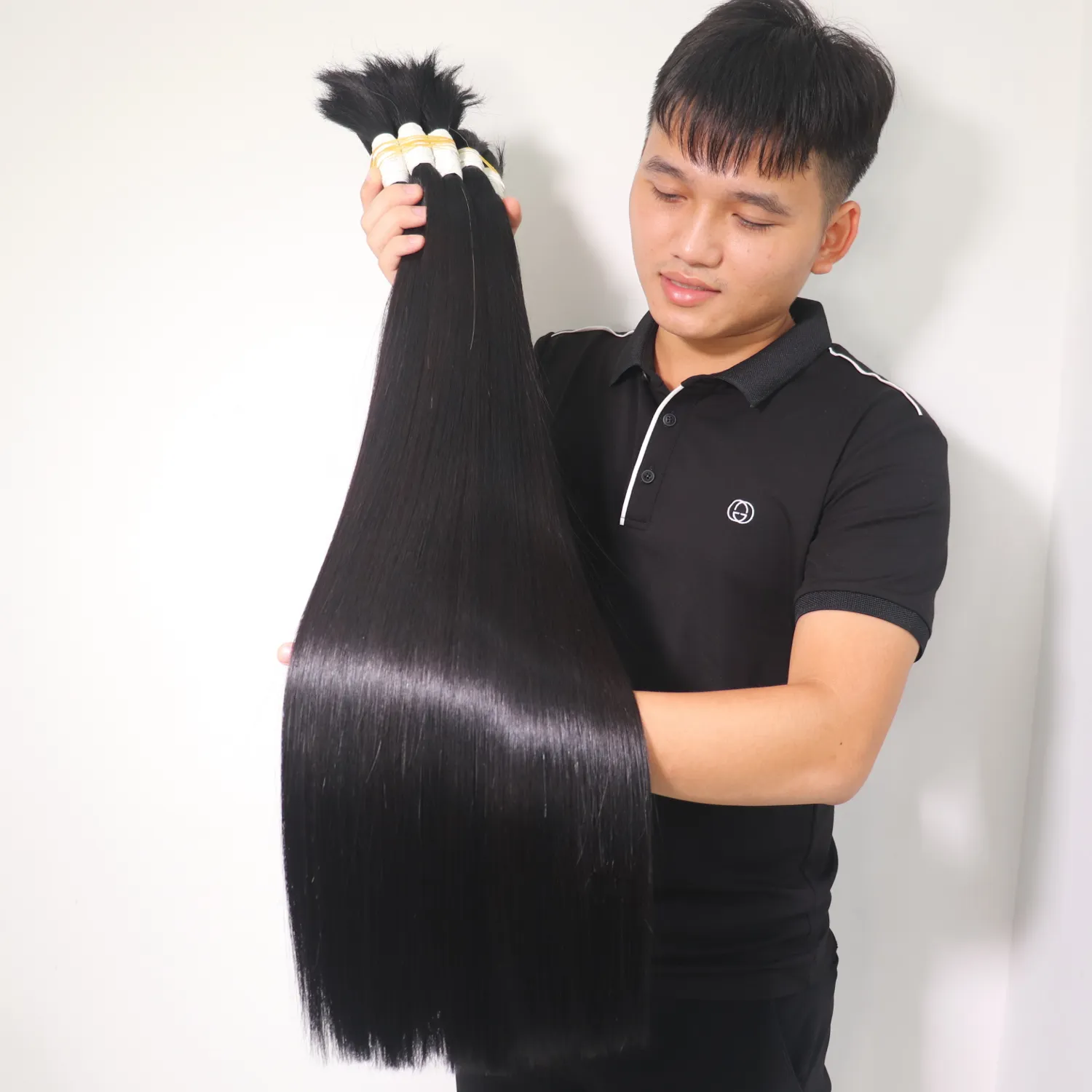 Raw Russian Bulk Hair One Person Head Just Cut From Black Women Wholesale Price Only In AZ Hair Vietnam Factory