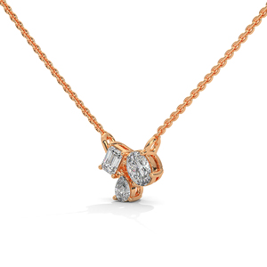 Rose Gold Diamond Pendant Necklace Three Stone <b>Charm</b> Jewelry for Women Party Gift - Product Image 2