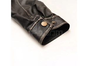 Unisex Spring <b>Retro</b> Eco-Friendly Streetwear Real Cowhide <b>Leather</b> Customizable <b>Jacket</b> Crew Neck Zipper Outerwear Windproof Loose - Product Image 3