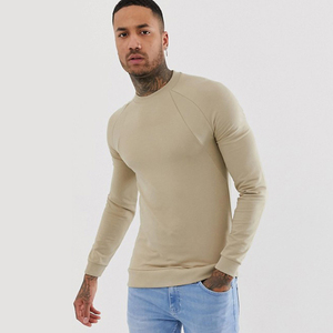 <b>Men's</b> Slim Fit Crew Neck Raglan Sleeve <b>Pullover</b> Knitted Solid Color Casual Sweatshirt Autumn Beige Long Sleeve - Product Image 1