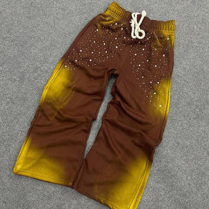 Designer Flared Jogging <b>Trousers</b> for Men Casual Style <b>Drawstring</b> Closure Elastic Waist Heavyweight Fabric - Product Image 3