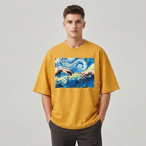 T-shirt long et ample en coton doux et respirant pour homme, coupe décontractée, col ras du cou, manches courtes, écologique, séchage rapide, idéal pour l'été et le quotidien - Product Image 3