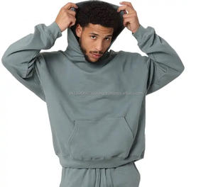 Sudadera con Capucha Lisa de Alta Calidad, Diseño Personalizado, Estampado Puff, Estilo Urbano, Sin Cordones, Hombros Caídos, Sudadera Lisa para Hombre - Product Image 1