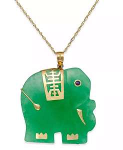 Dyed <b>Jade</b> Elephant Pendant <b>Necklace</b> in 14k Gold (25mm) | Macy's - Product Image 1