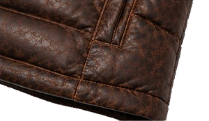 Gilet matelassé en cuir d'agneau véritable pour homme, style matelassage losanges, effet vieilli, sans manches - Product Image 5