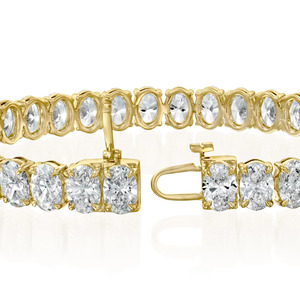 lab grown oval diamond tennis bracelet 14k yellow gold link chain luxury sparkling gemstone fine wristwear <b>gift</b> for women - Product Image 3