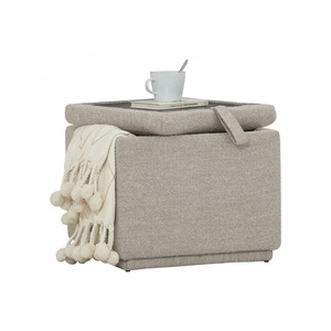 Premium Minimalist Square <b>Storage</b> Ottoman Space Saving Footstool <b>with</b> Hidden <b>Storage</b> for Living Room Apartment Hotel Use - Product Image 4