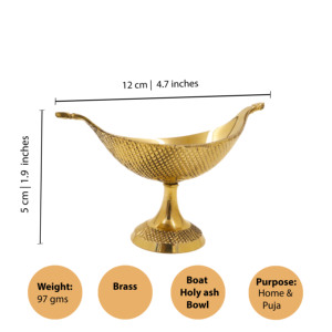 ที่ใส่เรือ Kumkum ลายนูนทำจากทองเหลืองสำหรับงาน poojagifting และตกแต่งบ้าน - Product Image 2