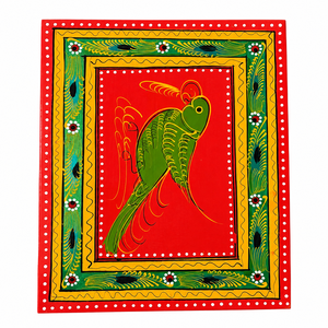 Hand Painted Parrot Wooden Low Foot <b>Stool</b> Traditional Indian Chowki Decorative Puja Seat Home Decor Furniture - Product Image 3