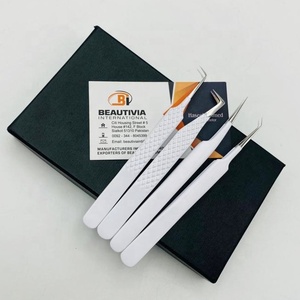 แหนบต่อขนตาสแตนเลสแบบแยกปลายแหลมรูปหัวใจแหนบเคลือบผงสีขาวโลโก้แบบกำหนดเอง - Product Image 3