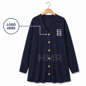 HMR Acrylic Sisterhood Sorority Cardigan en tricot bleu marine à col en V et manches longues, style décontracté, robe longue - Product Image 5
