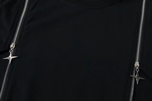 T-shirt noir surdimensionné à manches courtes pour hommes, T-shirt à fermeture éclair de haute qualité, style street moderne - Product Image 6