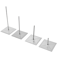 Pieu de fixation auto-adhésif en acier de qualité industrielle, base carrée 50x50mm, lisse, plusieurs longueurs, sans soudure, isolation thermique