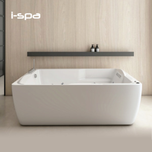 Fiance Freestanding Rectangle Bathtub with Whirlpool & Air Massage Neck Jet 1.8m <b>Acrylic</b> <b>White</b> Design for Indoor Villa Hotel Use - Product Image 2