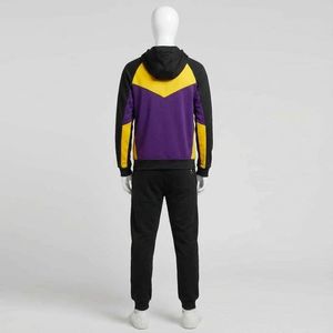 Mens Plus Size Black Yellow Purple Winter Tracksuit Set <b>Zip</b> Hoodie Jogger Pants Two Piece Outfit Casual Sportswear Streetwear - Product Image 2