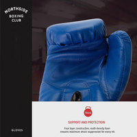 Gants de boxe WELLEZA INTERNATIONAL personnalisés avec logo imprimé, en semi-cuir bleu, à doigts entiers, avec fermeture, imperméables et anti-UV