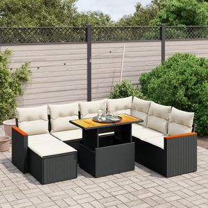 Conjunto de Sofá de Jardín con Reposabrazos Ajustables Grandes, Colección de Ratán Sintético Negro - Product Image 1