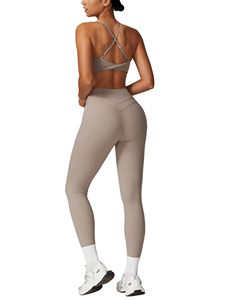 Seamless Yoga Set 2 Piece High Waist Crop Top & <b>Leggings</b> Solid Color Crisscross Straps Sport Wear for Women - Product Image 2